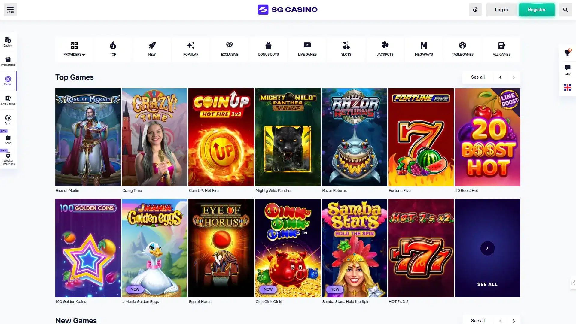 SG Casino Game Selection