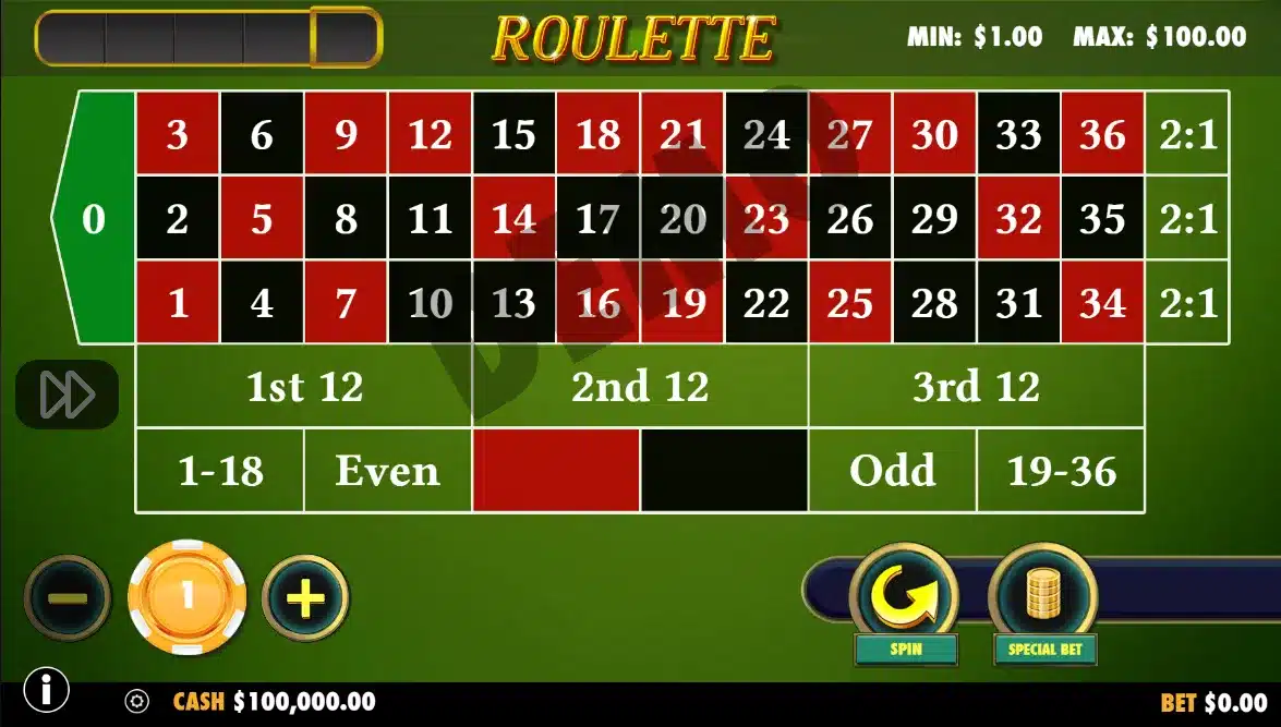 European Roulette Demo Free Play Online No Download No Registration.