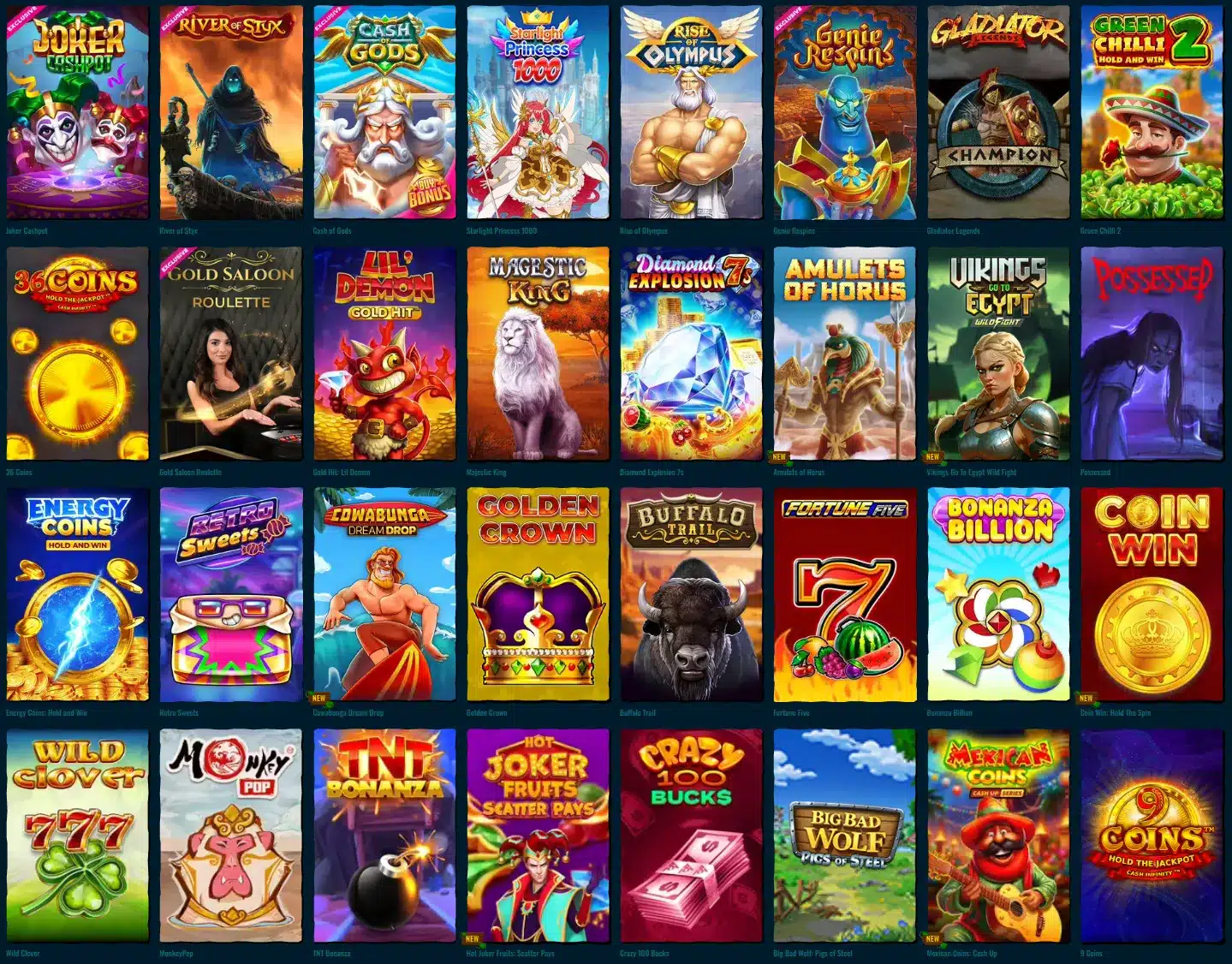 Spinanga Casino Games Selection